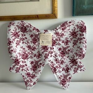 LAURA ASHLEY NWT Melamine Floral Bow Shaped Serving Platter Red Transferware